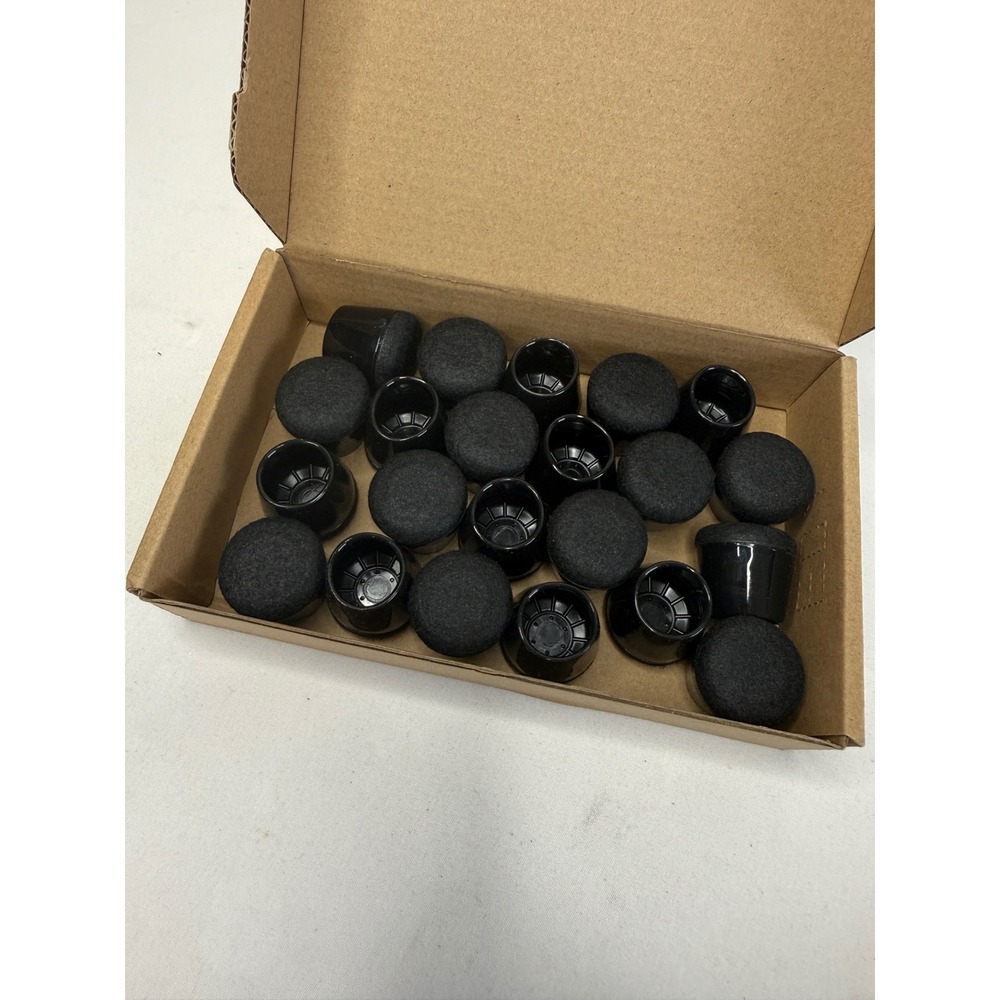 Black Silicone Chair Leg Floor Protectors Round Felt Bottom 1 Inch Caps 22pc
